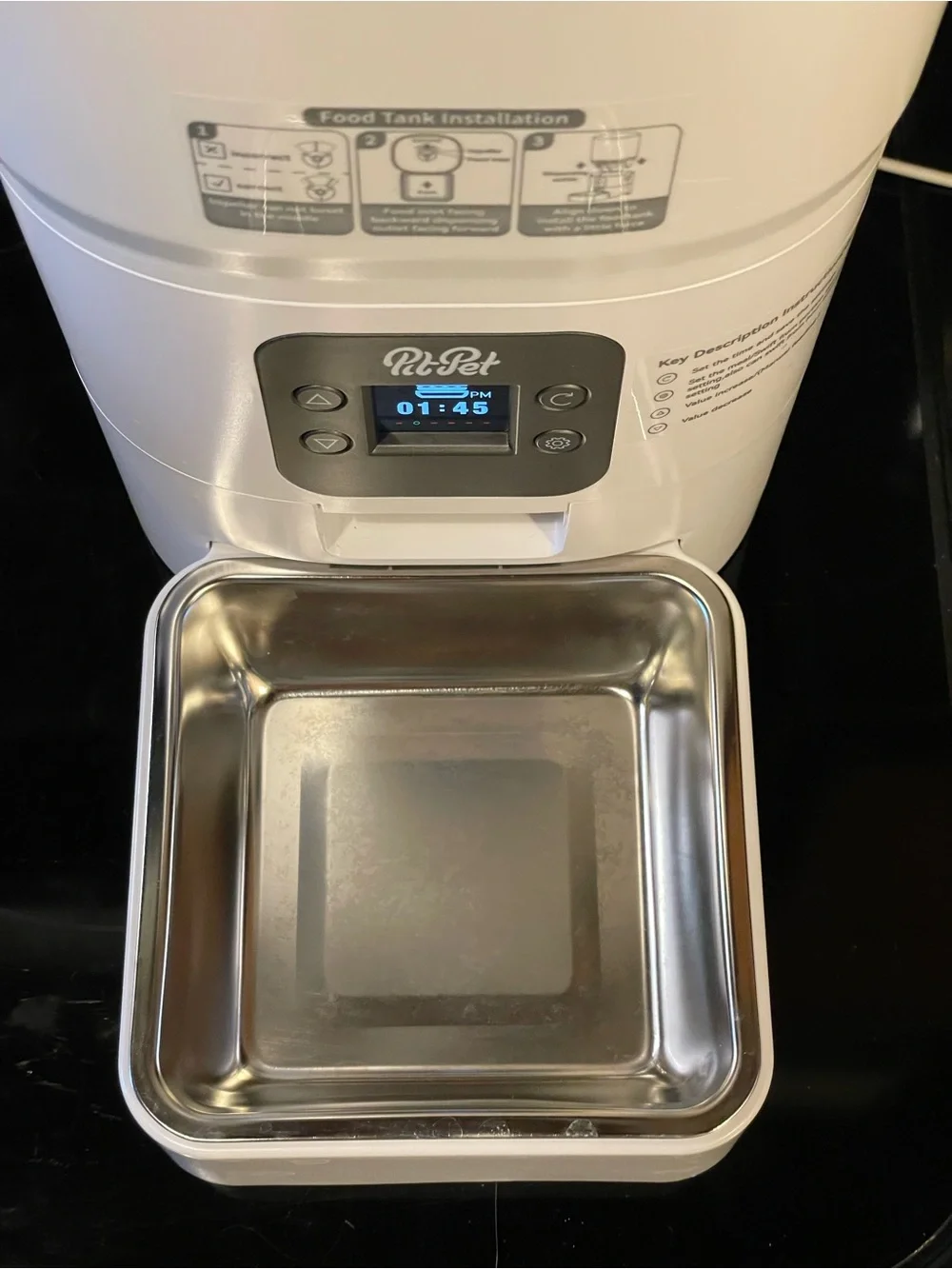 PitPet Automatic Pet Feeder with LED Display - White Cats & Small Dogs